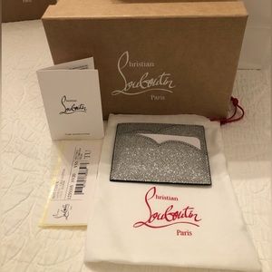 Christian Louboutin Hot Chick Glitter Card Case Silver